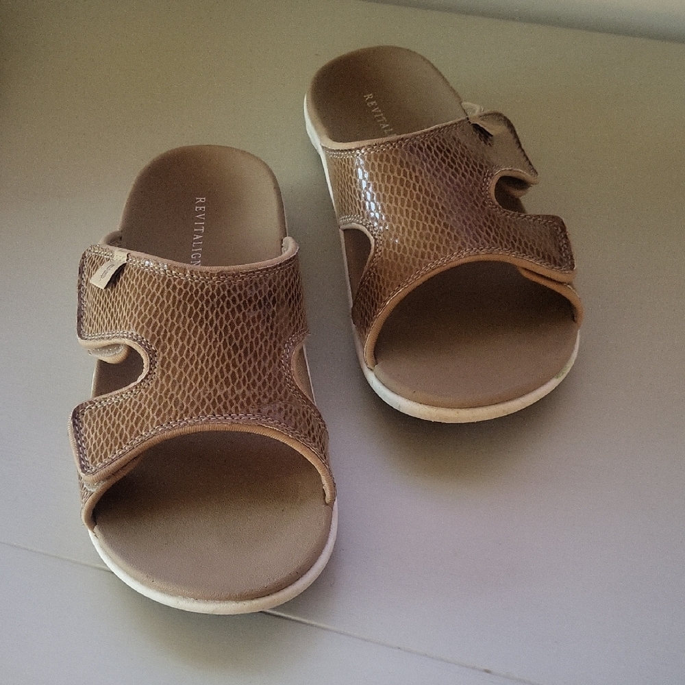 REVITALIGN Tan Slide Sandals